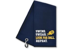 Hafhue Swing Swear Look for Ball Repeat Funny Golf Towel, Golf Gifts for Men Women, Golf Accessories for Men or Women, Birthday Gifts for Golf Fan, Retirement Gift for Men Dad Grandpa (GRM019)