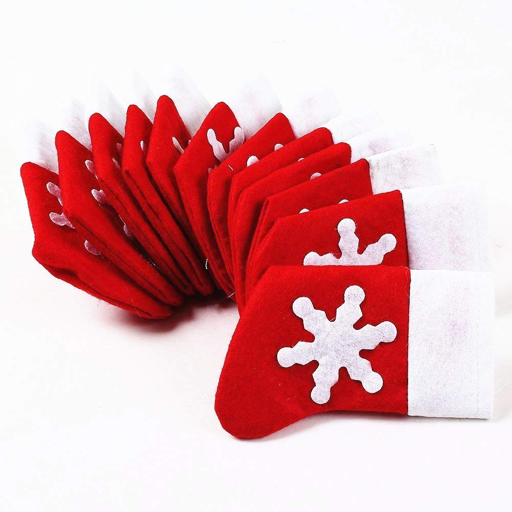 Topways® Christmas Table Decoration, Xmas Dinner Table Decoration Socks Kitchen Cutlery Suit Silverware Knifes Forks Holders Pockets 12 pcs