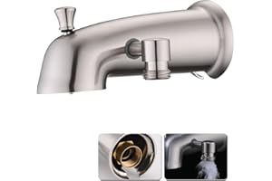 RAINREVIVE All Metal Tub Spout with Diverter for Hand Held Shower, Fits for Threaded 1/2" or 3/4" IPS, Bathtub Faucet with Shower Diverter Universal Tub Diverter Spout, Brushed Nickel