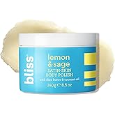 Bliss Satin-Skin Body Polish - Lemon and Sage - Body Scrub with Shea Butter and Coconut Oil - 8.5 Oz - Smoothing and Balancing Skincare - All Skin Types - Vegan & Cruelty-Free