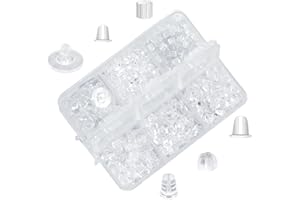 DSOMHZ 6 Styles Silicone Earring Backs for Studs/Droopy Ears/Heavy Earring, 600 Pcs Clear Soft Hypoallergenic Plastic Rubber Backs Replacements Backings Clutch Stoppers Kits