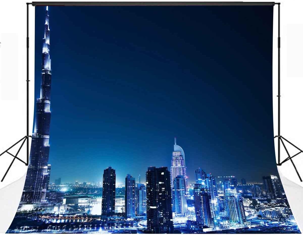 LYLYCTY 10x10ft Dubai Night Backdrop Intriguing Burj Khalifa Night Photography Background and Studio Photography Backdrop Props LYP024