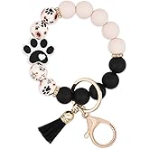 BAOSIWA Silicone Beaded Keychain Wristlet Key Ring Bracelet Cute Car Key Chain Holder for Women Girls