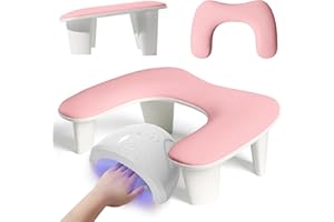 MOYRETTY Nail Arm Rest for Nail Tech, U-shaped Manicure Hand Rest Stand, Luxurious Big Microfiber PU Leather Armrest for Clients-Pink