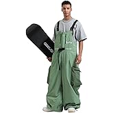GSOU SNOW Baggy Snowboard Bibs Women Men Ski Pants Loose Fit Overalls Insulated Winter Outdoor Sports Wear