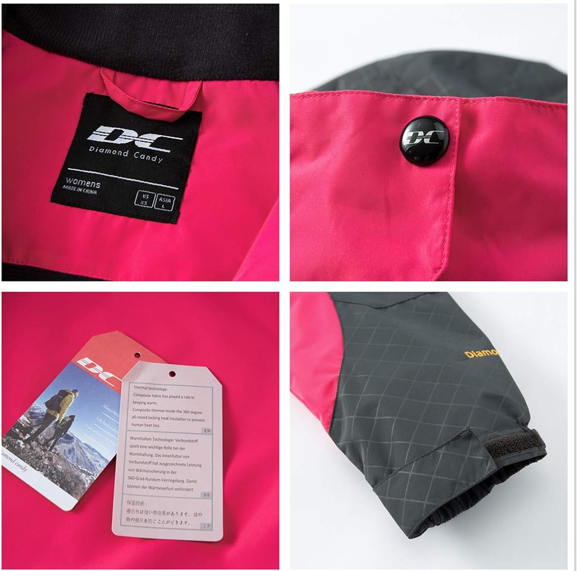 Diamond Candy Womens Rain Jacket Waterproof with Hood Lightweight Hiking Jacket : Clothing