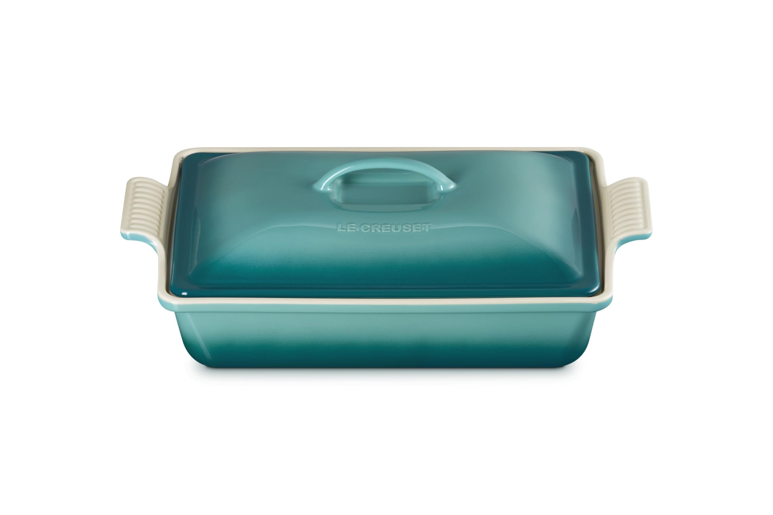Le Creuset Stoneware Heritage Covered Rectangular Casserole, 4 qt. (12" x 9"), Riviera Image