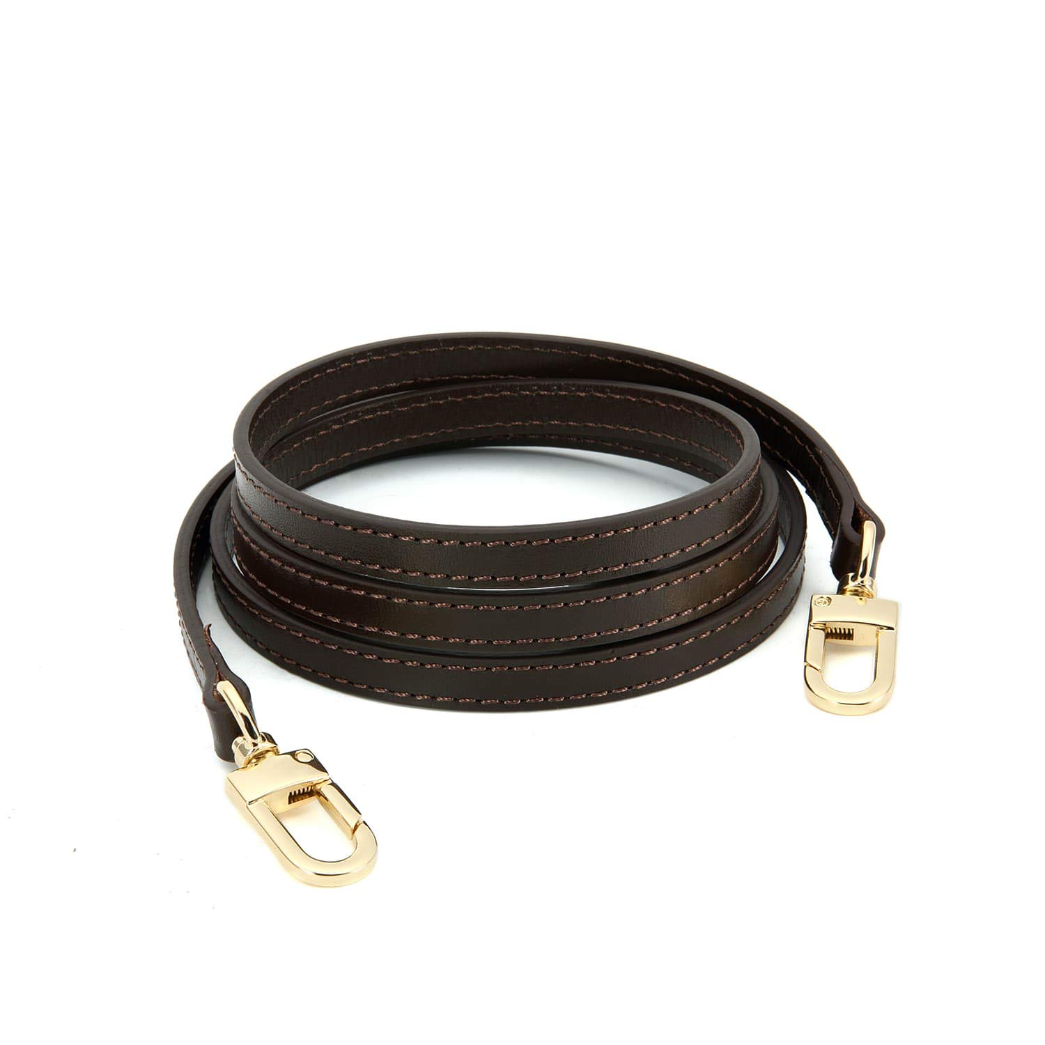 Senral Brown Leather Crossbody Strap for Alma BB Damier Ebene Pochette Eva Favorite PM MM Mini 10mm Coated with Gold Hardware