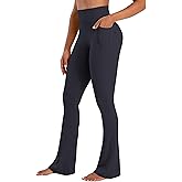 Sunzel No Front Seam Flare Leggings for Women with Pockets Hidden Butt Lifting Scrunch Tummy Control Mini Flared Yoga Pants