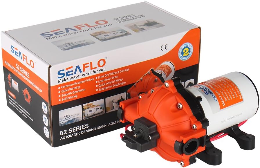 Seaflo 12 Volt High Pressure Water Pump 18.9 L/min 5.0 GPM 70 PSI With