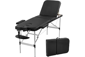 BestMassage Aluminium Massage Table Portable, 73 Inch Long Height Adjustable 3 Folding, Black
