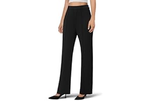 DLOODA Women's Work Dress Pants Wide Leg Business Casual Slacks Stretchy Pull on High Waisted Office Trousers with Pockets