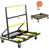 VEVOR Drywall Cart Dolly, 1800 lbs Load Capacity, Steel Panel Dolly with 4 Swivel Casters &amp; Expandable Deck, Foldable Panel Truck Cart with Tie-Down Strap for Handling Plywood, Plasterboard, Glass