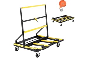 VEVOR Drywall Cart Dolly, 1800 lbs Load Capacity, Steel Panel Dolly with 4 Swivel Casters & Expandable Deck, Foldable Panel T