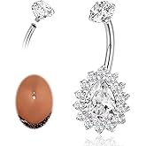 AROWRO Gold Belly Button Ring G23 Titanium Hypoallergenic 14G belly ring for Women Men Teardrop Navel Piercing Jewelry 10mm Barbell With Cubic Zircon