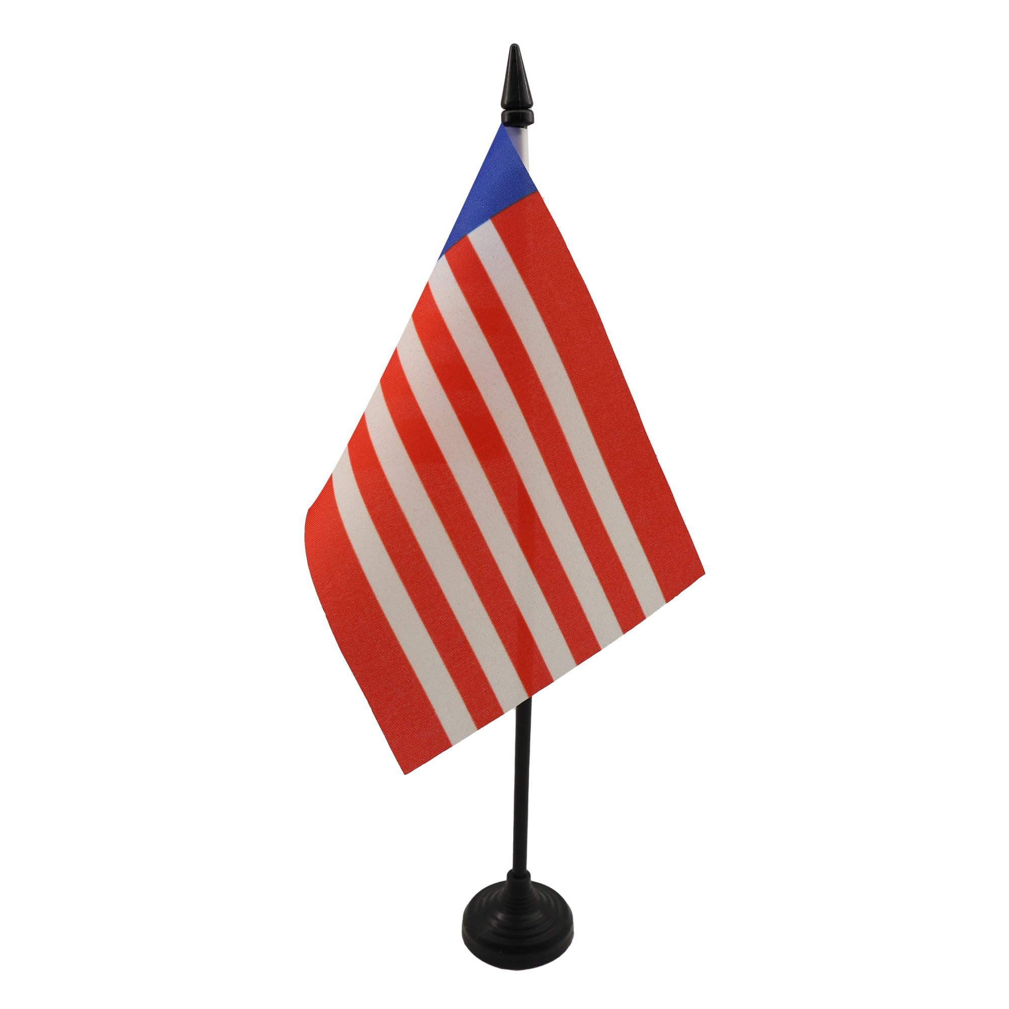 AZ FLAG - Liberia Table Flag 4'' x 6'' - Liberian Office Mini Banner 100% Polyester 15 x 10 cm - Mini Desk Flag with 10'' Pole and Black Plastic Base