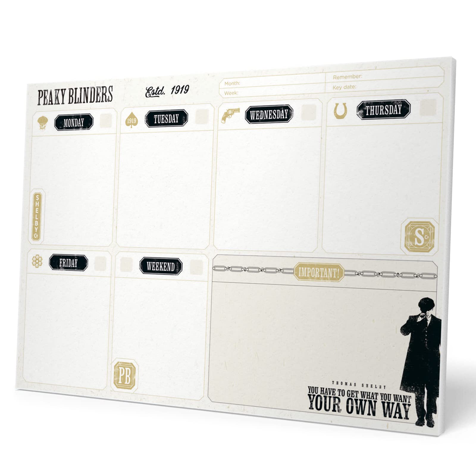 Grupo Erik Weekly Planner A4 - Peaky Blinders Gifts | Undated Daily Planner Family, Desk Calendar, 54 Tear Off Pages Notepad | Peaky Blinders Merchandise, Stationery Gifts Under 10 Pounds