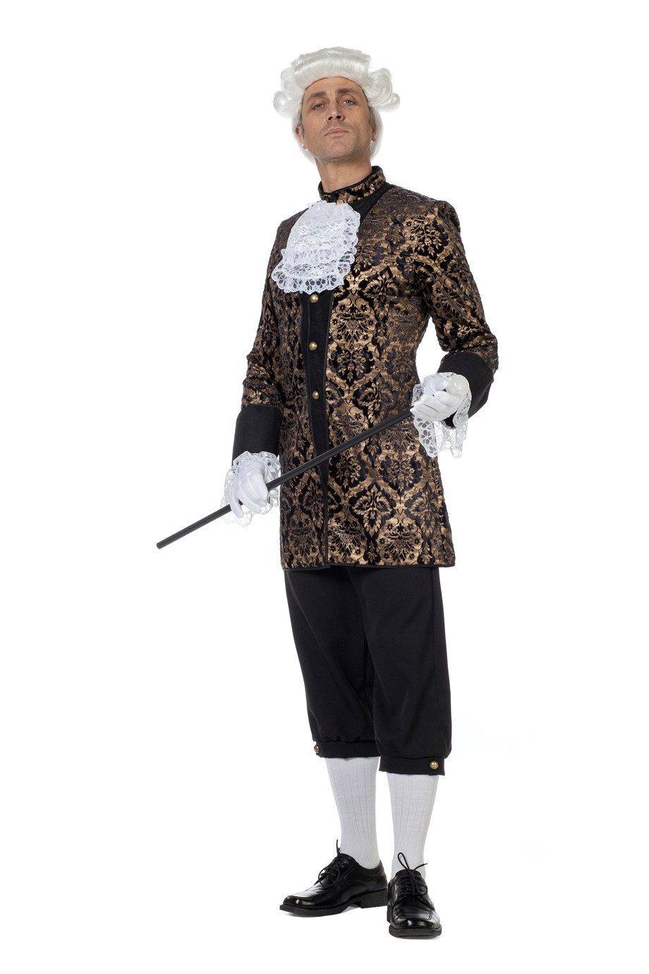 shoperama Marquis Louis Men's Baroque Rococo Costume Black/Gold Velvet Suit Count King Nobleman French de Sade, Size: 54