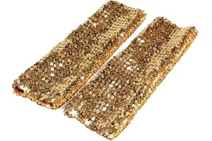 Song Qing Women's Sparkling Glitter Sequins Stretch Dazzle Arm Sleeves Stretch Arm Warmers