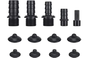 CWKJTOP Fountain Pump Kit, Modern Black Plastic & Rubber Nozzles Kit, 5 Sizes, 8 Suction Cups, Replacement Adapters for Submersible Pump