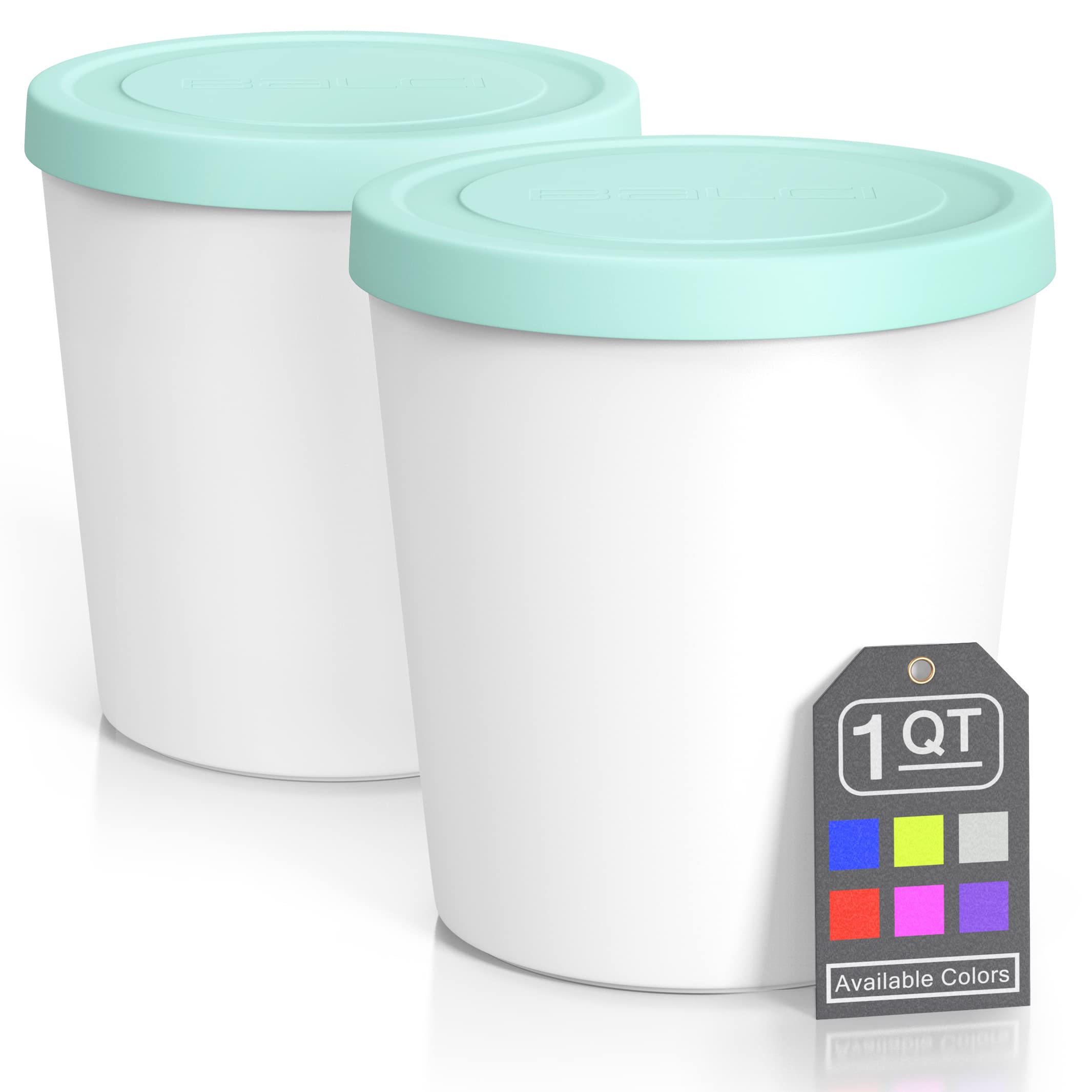 Photo 1 of BALCI - Premium Ice Cream Containers (2 Pack - 1 Quart Each) Perfect Freezer Storage Tubs with Lids for Ice Cream, Sorbet and Gelato! - Mint