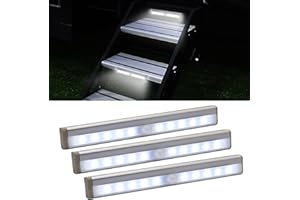 Aumotop Motion Activated RV Step Lights, 10 LED Battery Operated Motorhome Motion Sensor led Light Strip, Magnetic Night Light Bar for Motorhome Travel,Travel Trailers, Camper (3 Pack)