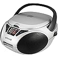 Craig CD6925 Portable Top-Loading Stereo CD Boombox with AM/FM Stereo Radio Bluetooth Wireless and AUX Port (Silver, Bluetooth)