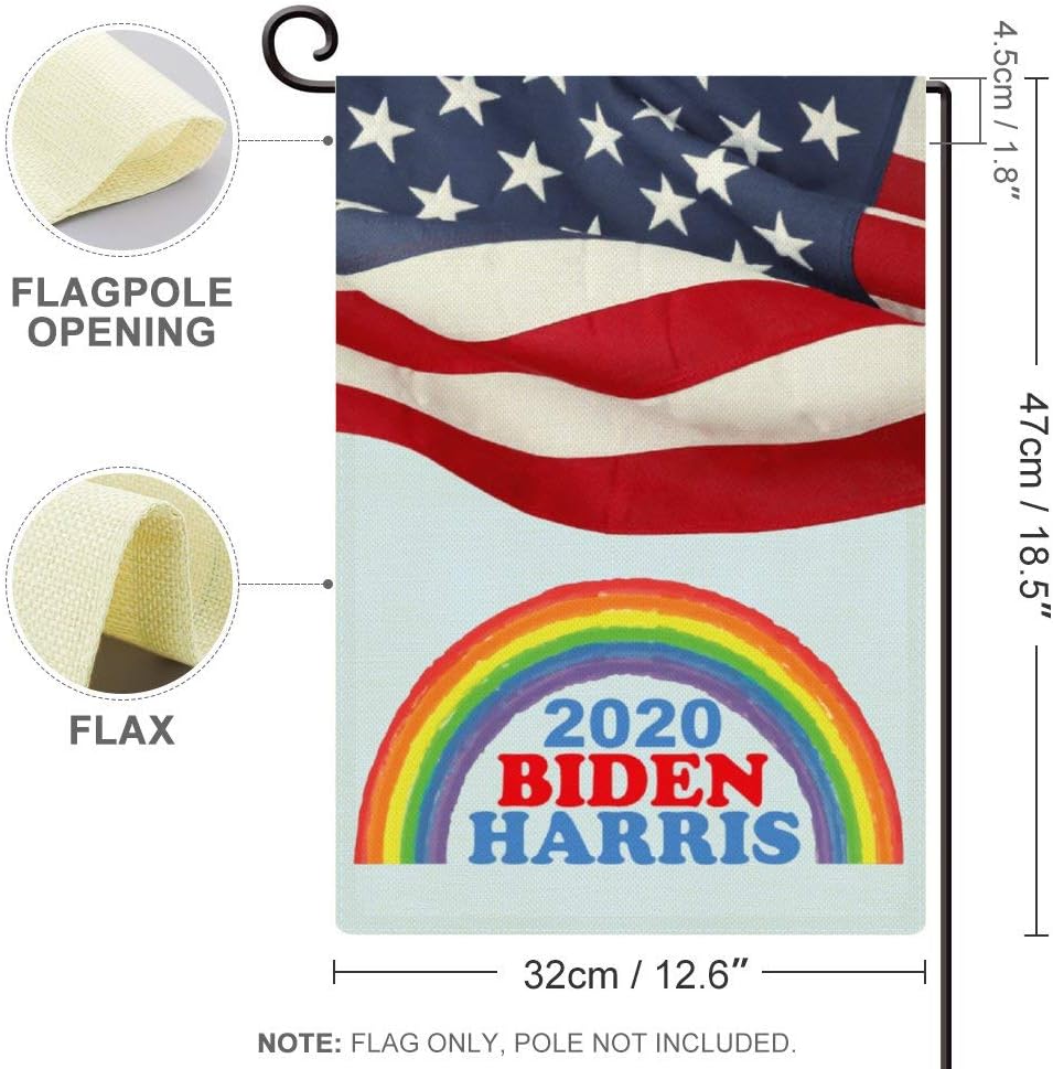Amazon Com Biden Harris Rainbow 2020 Linen Double Sided Garden Flag Decor For Outdoor Yard Porch Patio Farmhouse Lawn 12 6 X 18 5 Inch Garden Outdoor