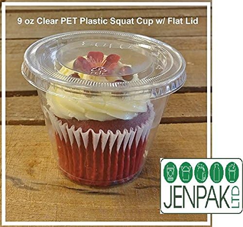 Jenpak 9oz Biodegradable Cupcake/Dessert Pots & lids Packed