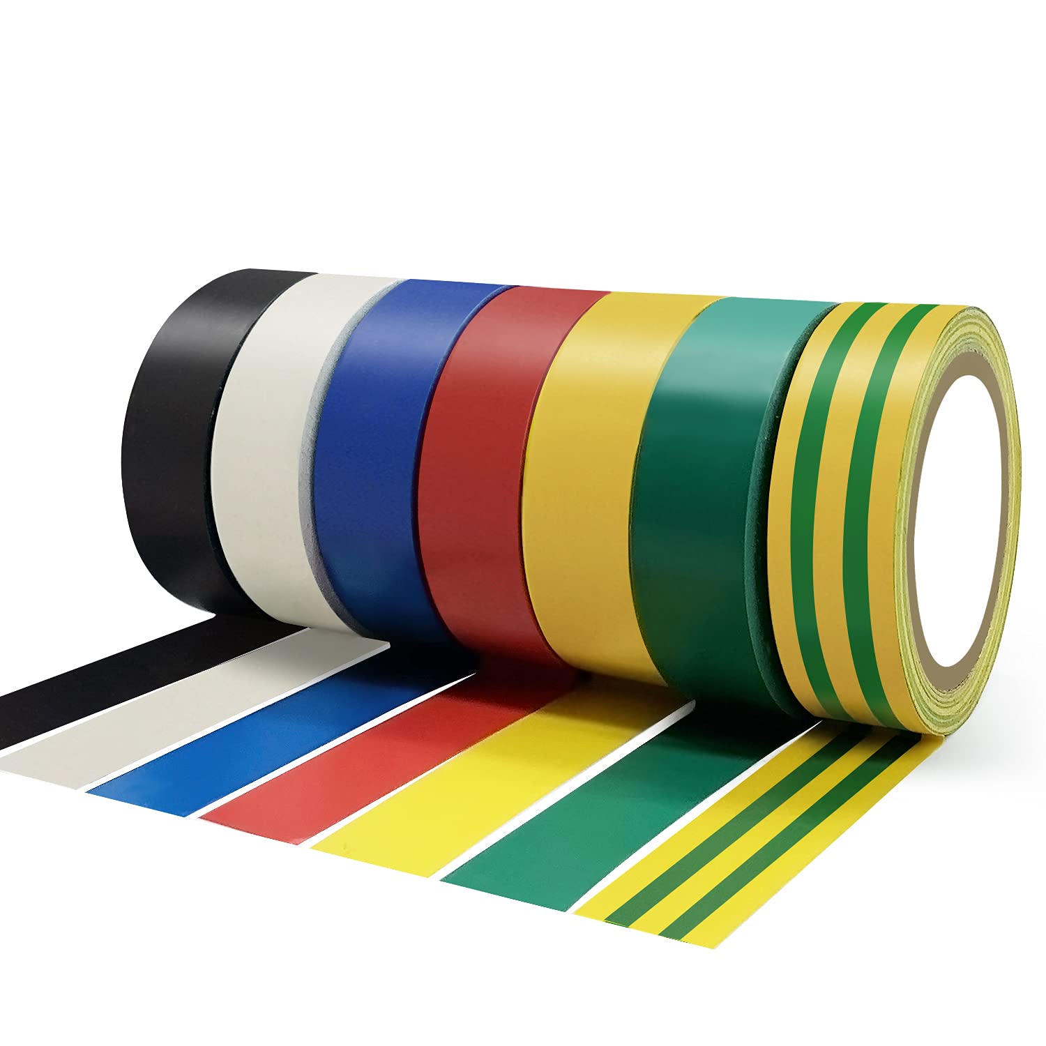LOMHOK 7 Pack PVC Electrical Insulation Tape 7 Mixed Colors Adhesive Gaffer Electrical Tapes 9m x 17mm