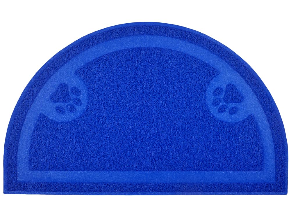Paw Print Cat Litter Mat, Kitten Litter Mat, Door Mat, Semicircle,60x36cm (Blue)