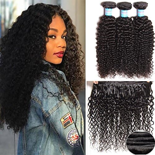 HAIQUAN 18"20"22"24" 4Bundles/Pack 400gTotal Unprocessed Brazilian Virgin Human Hair Extensions Grade 7A Jerry Curly Hair Weft Natural Black