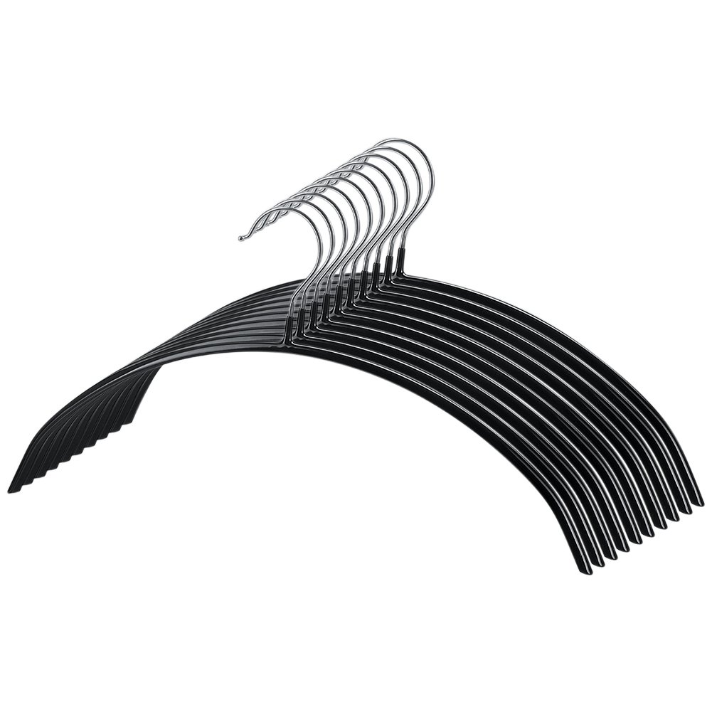 Tosnail 10 Pack Black Super Grippy Slip-reducing Contour Shirt Hangers, Metal Clothes Hangers, The Dimple and Crease Hanger Solution