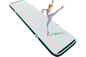 Naice Inflatable Air Gymnastics Mat, Training Tumbling Mat, 10ft/13ft/16ft/20ft Tumble Tracks 4/8in Thickness Air Training Mats with Electric Air Pump for Indoor/Gym/Outdoor/Yoga/Water/School Use