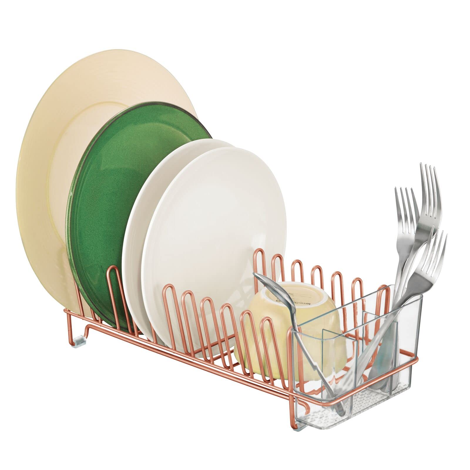 mDesign Steel Compact Modern Dish Drying Rack with Removable