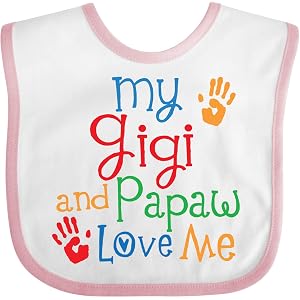 inktastic Gigi and Papaw Love Me Grandchild Baby Bib