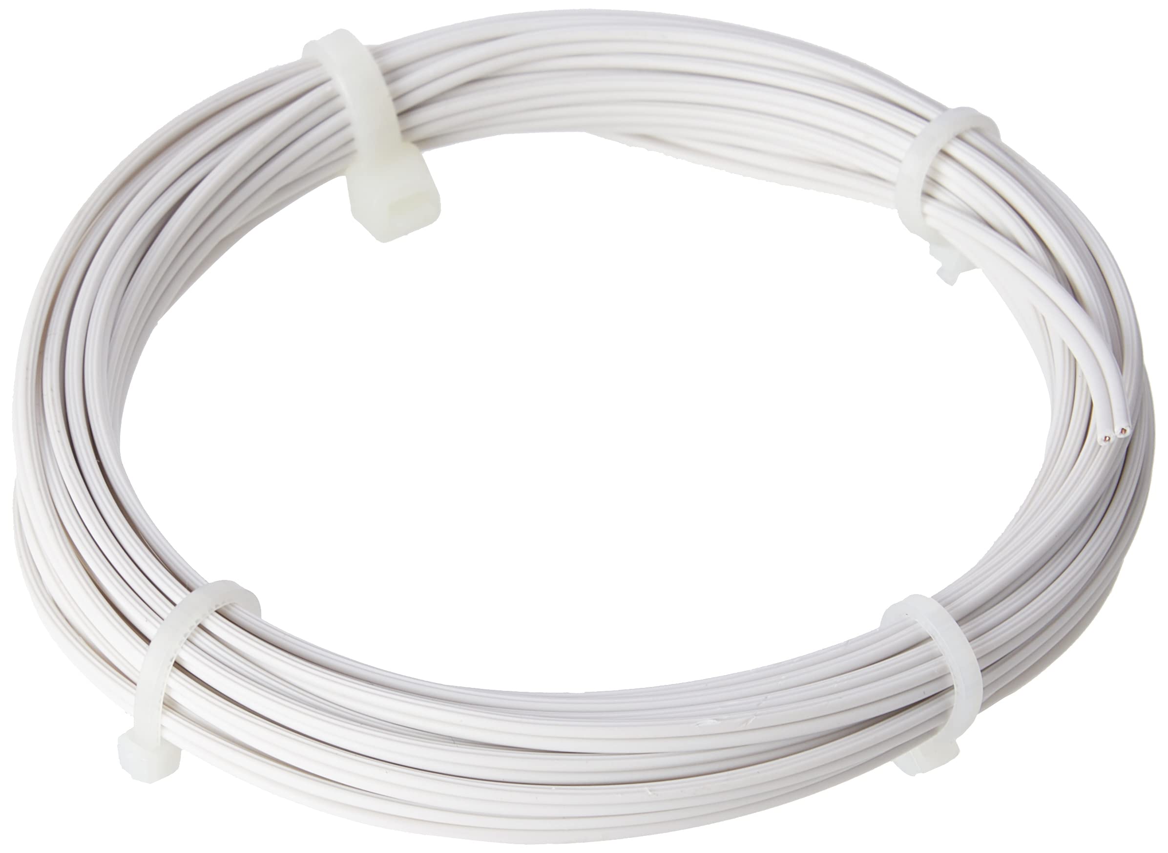 Merriway BH01470 2-Core Standard Figure 8 Solid Copper Thermostat Bell Wire Cable, Door Bell Intercom Phone Entry, 0.5mm White, 5 Metres (16.5 feet)