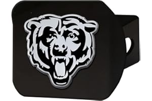 FANMATS 21503 Chicago Bears Black Metal Hitch Cover with Metal Chrome 3D Emblem - Bear Head Logo