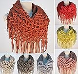 JOVANA Women Winter Warm Crochet Knit Long Tassels Soft Wrap Shawl Scarves Scarf Two Styles Infinity and Straight