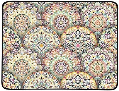 WOCNEMP Intricate Floral Flower Portable And Foldable Blanket Mat 60x78 Inch Handy Mat For Camping Picnic Beach Indoor Outdoor Travel