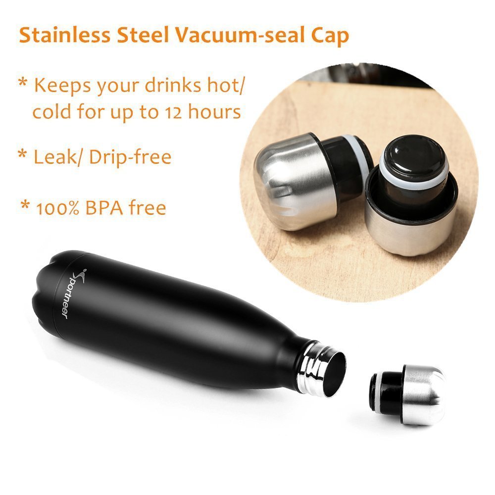 Sportneer® Portatile Borraccia in Acciaio Termica, 500ml Bottiglia Sportive Thermos, Facile da Pulire