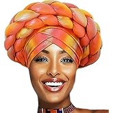 Woeoe Beanie Cap Head Wrap Double Braid Pre-Tied Head Scarf Twisted Stretchy African Head Turban for Women and Girls