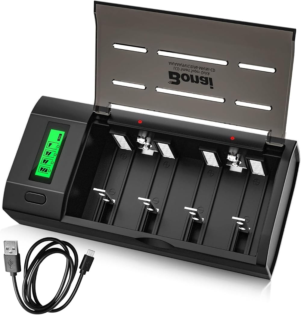 Bonai LCD Rechargeable Battery Charger for AA AAA C D 9V Batteries