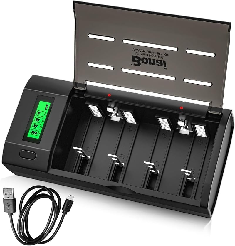 Bonai LCD Rechargeable Battery Charger for AA AAA C D 9V Batteries