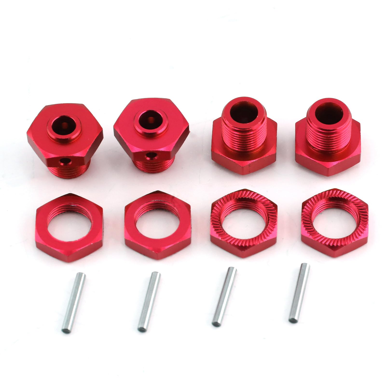 SHEAWA 12PCS Wheel Hex Hub Adapter with Nut Kit for ARRMA 1/8 Typhon 3S, Aluminum Alloy RC Car Accessories for 3S BLX Upgrades (Red)