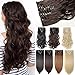 S-noilite17 Long Curly Wavy Dark Brown Clip in on 8 Pieces Full Head Set Hair Extensions 8pcs Hairpiece Extension for Girl Lady Women by US Fashion Outlet