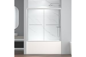 60" W x 58" H Bathtub Shower Doors, Semi-Frameless Double Sliding Glass Tub Door, SGCC Certified 1/4" (6mm) Clear Tempered Glass, Chrome Finish, Bathroom Shower Door | ENSO SENKA