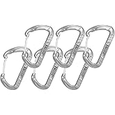 Branded Boards Bushcraft Aluminum Carabiner Wire Gate Spring Snap Clip Link Hooks. Black or Silver, 6-Packs or 12-Packs