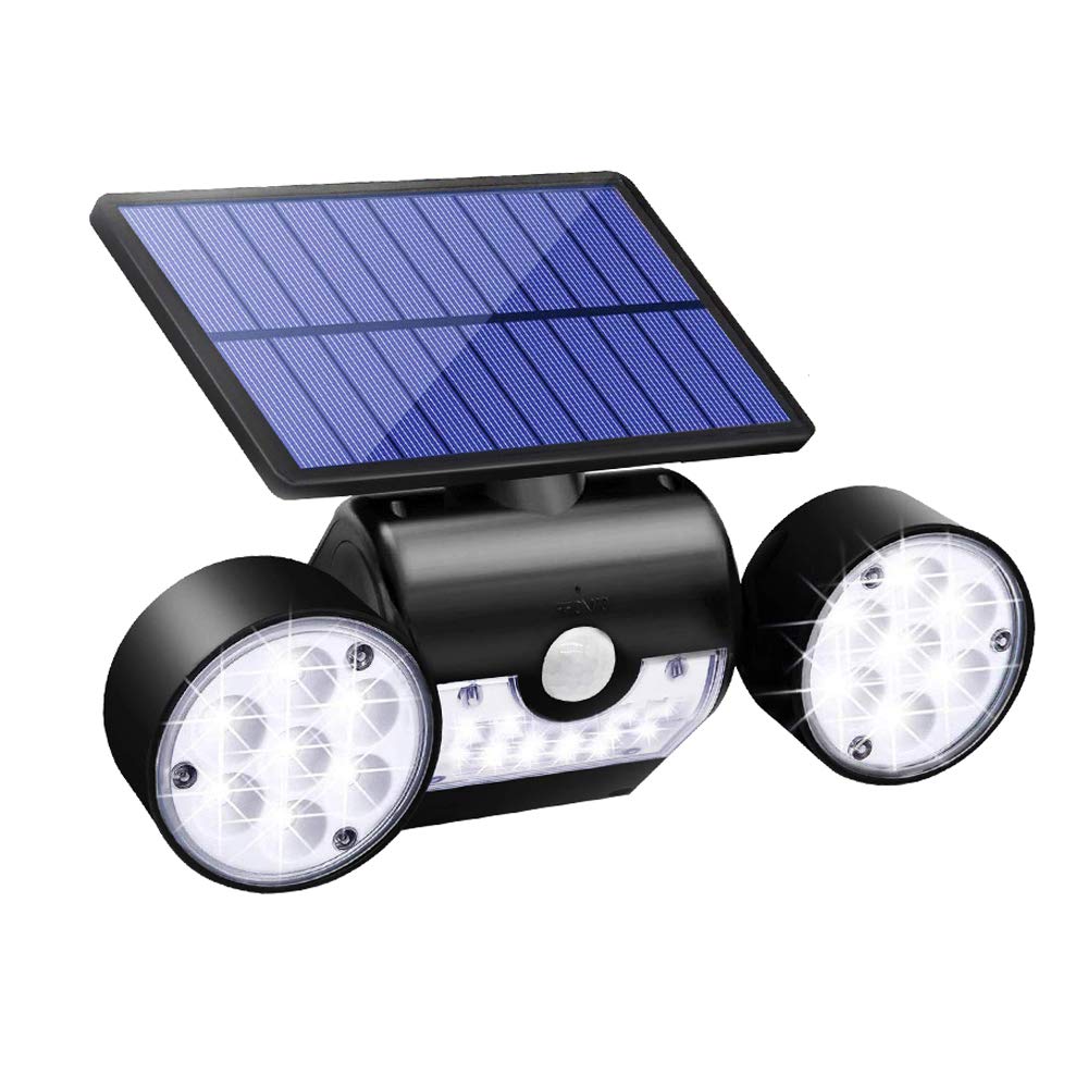 PUZ Toy Solar Security Lights Outdoor Wall Lights with Motion Sensor 360°Adjustable Dual Head Spotlights IP65 Waterproof Solar Powered Security Lights for Patio Yard Lawn Garden