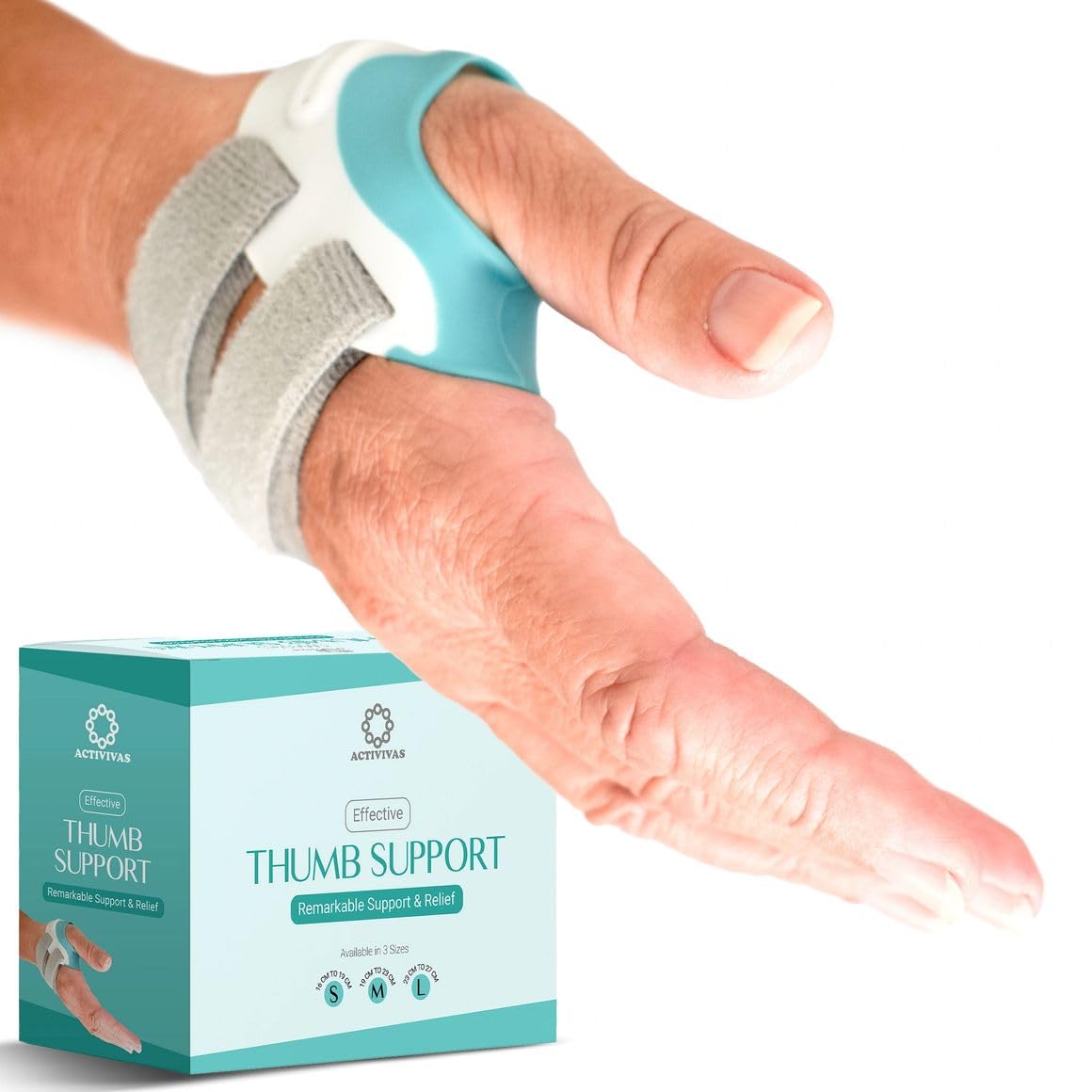 ACTIVIVAS Ortho Thumb Support for Arthritis, Tendonitis, Splint Sprains and Strains, Trigger Spica, CMC Protector joint stabiliser pain relief, washable, lightweight, Left Large